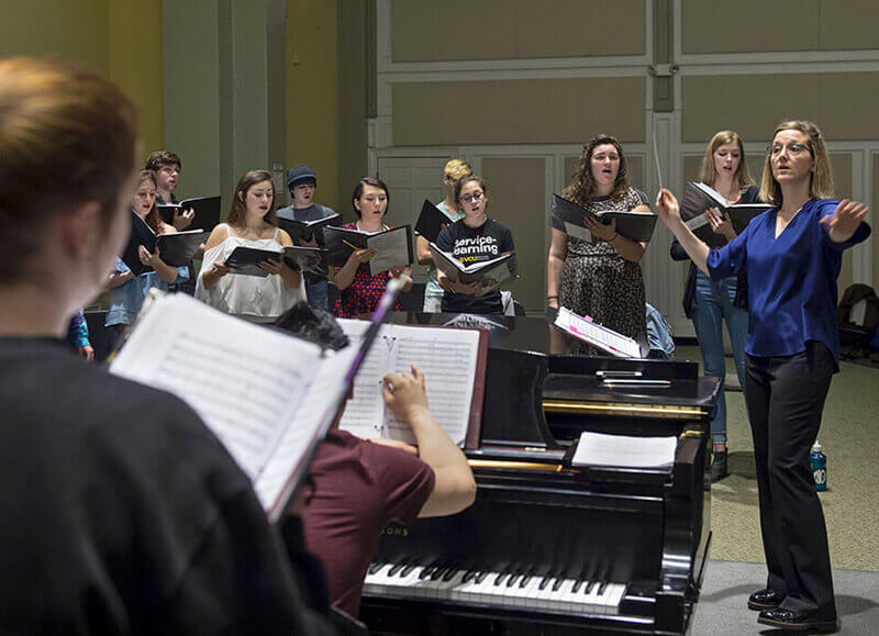 Students playing in an orchestra