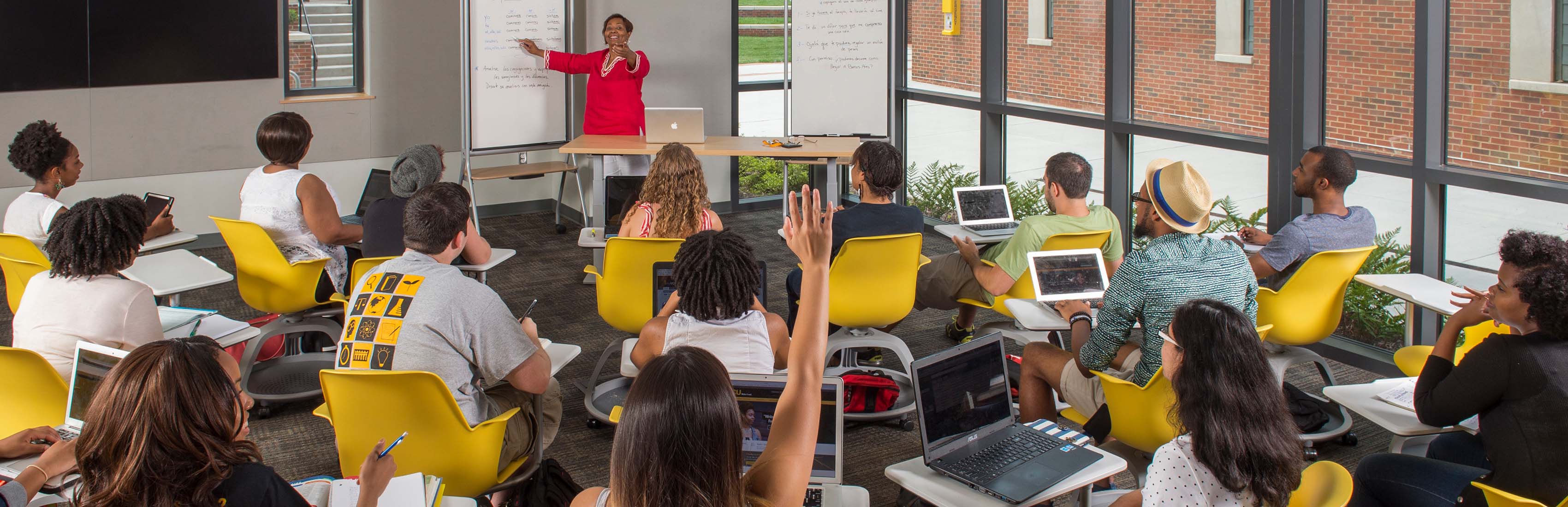 A professor and students in a VCU classroom