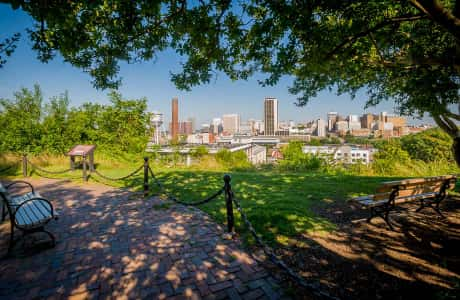 Park with view of Richmond skyline