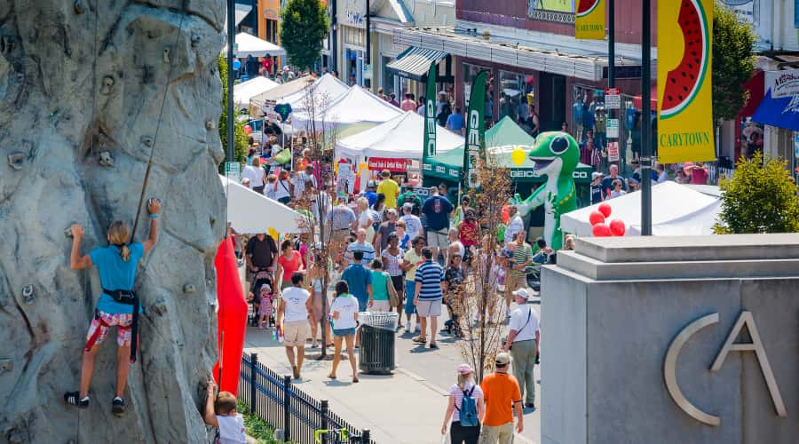 People attending the Watermelon Festival on Cary St.