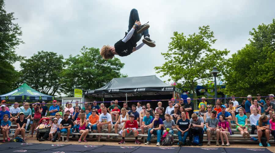 Spectators watching extreme sports at festival