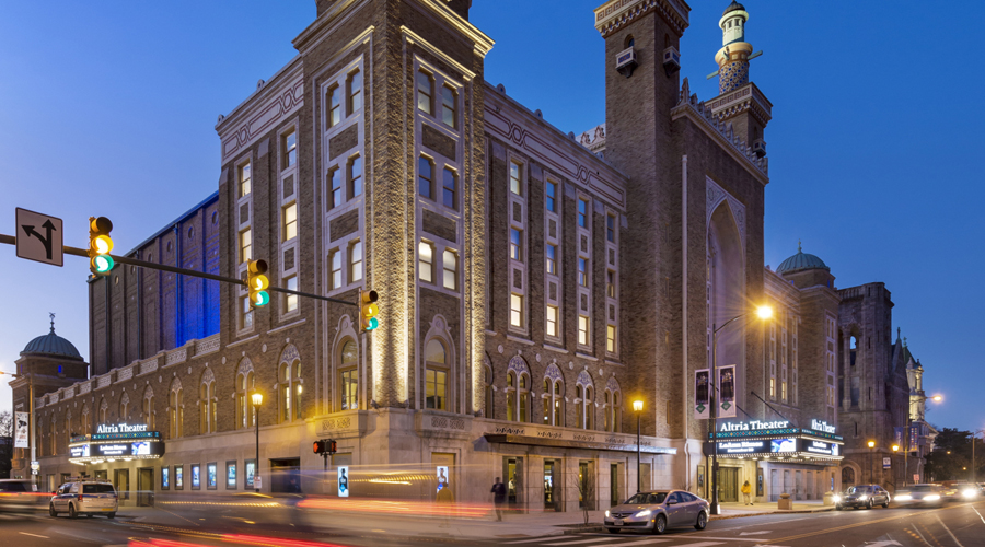 Altria Theater at night.