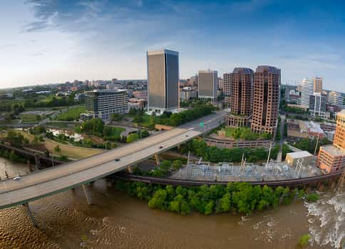 Aerial photo of Richmond and James River